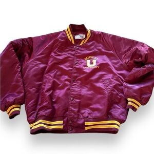 Vintage Chalk Line Bomber Mickey University rare burgundy satin quilted jacket